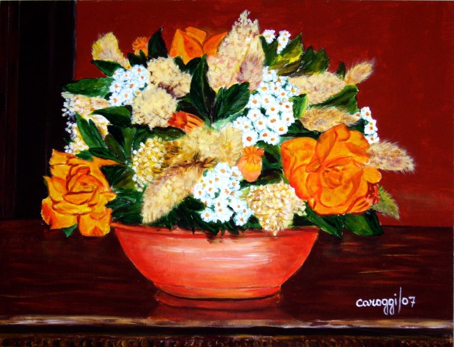 Vaso di fiori secchi [2007] - Acrilico su compensato (55,5 x 42,5 cm)