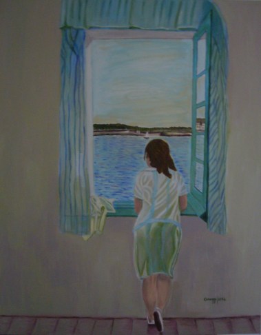 Muchacha en la ventana - Acrilico su tela Gallery (80 x 100 cm, 2014) - [Collezione privata]