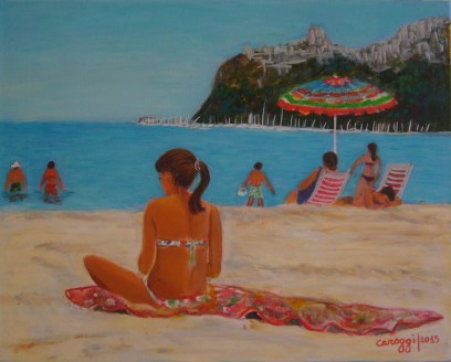 Marina Piccola [2015] - Poetto di Cagliari - Tecnica mista [olio/acrilico] su tela (50 x 40 cm)