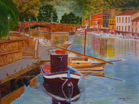 Tramonto sul fiume Temo [2015] - Acrilico su tela Gallery (80 x 60 cm)