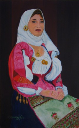 Donna in costume di Nuoro - Acrilico su tela (50 x 80 cm, 2006)