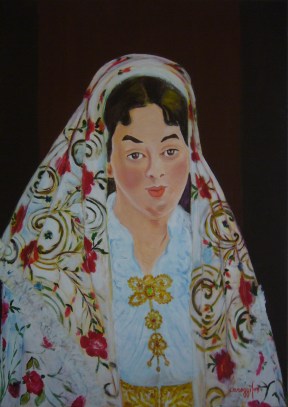 Sposa in costume sardo [2007] -Acrilico su tela (50 x 70 cm)