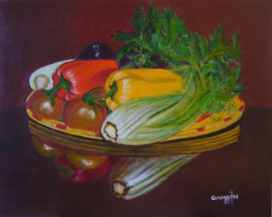 Canestro di verdura [2011] - Acrilico su cartone telato (50 x 40 cm)