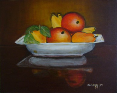 Fruttiera [2007] - Acrilico su cartone telato (50 x 40 cm)