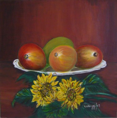 Manghi con girasoli [2007] - Acrilico su tela (50 x 50 cm)